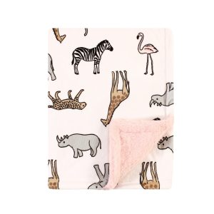Manta de felpa y sherpa para bebes – SAFARI ROSA